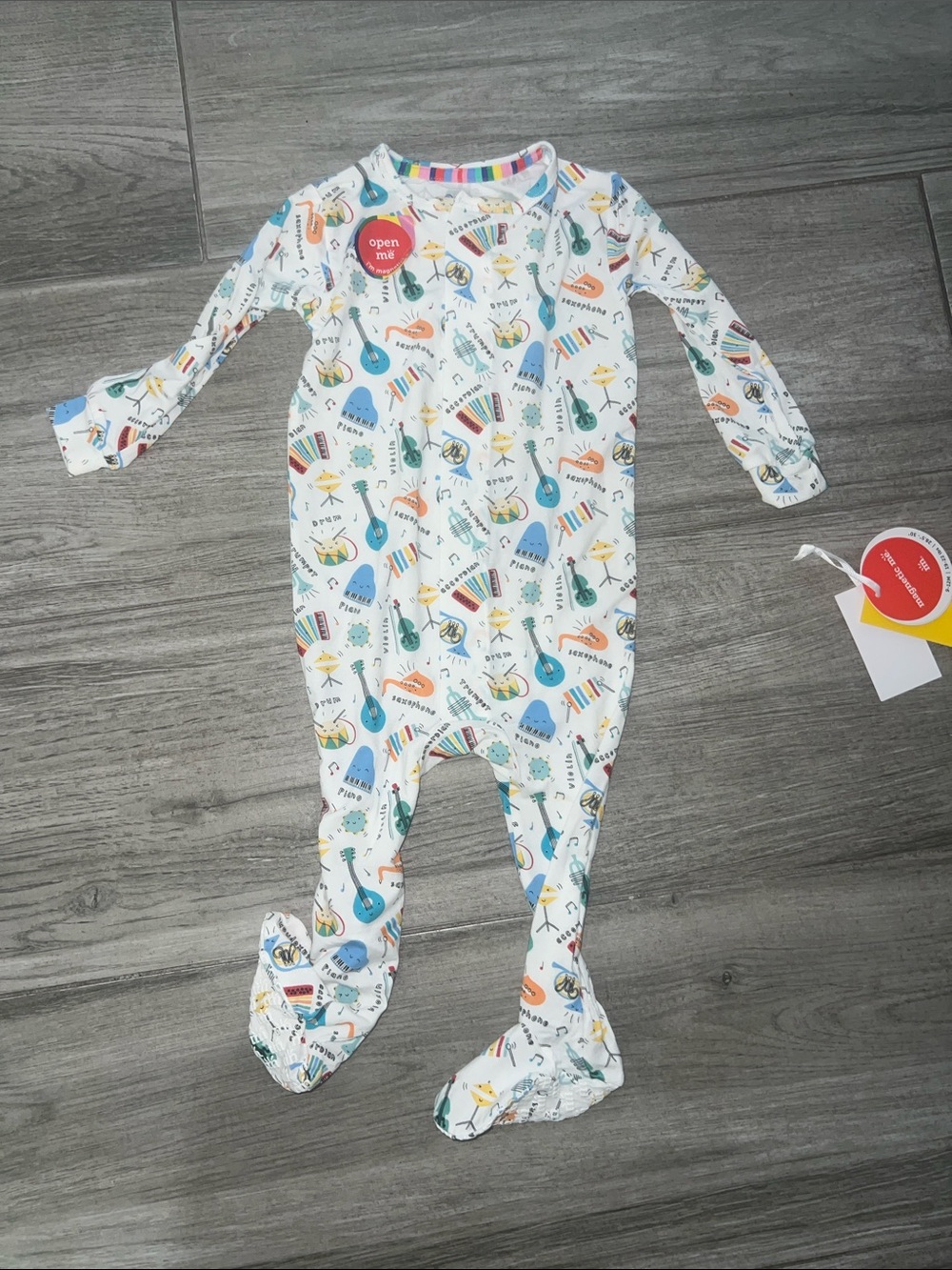 Magnetic Me White Musical Instruments Print Footed One-Piece
